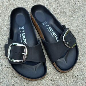 Black Birkenstock Madrid Big Buckle oiled leather size 37.